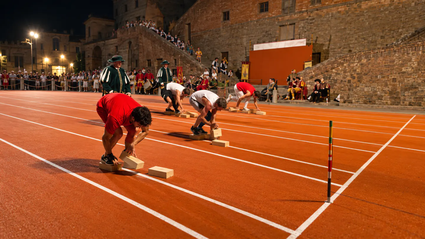 La corsa sui troppoli, spostando gli appoggi di legno.